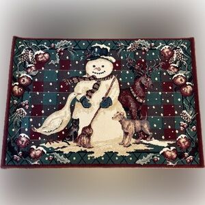 Vintage Snowman Christmas Rug | approx 5’ x 3’